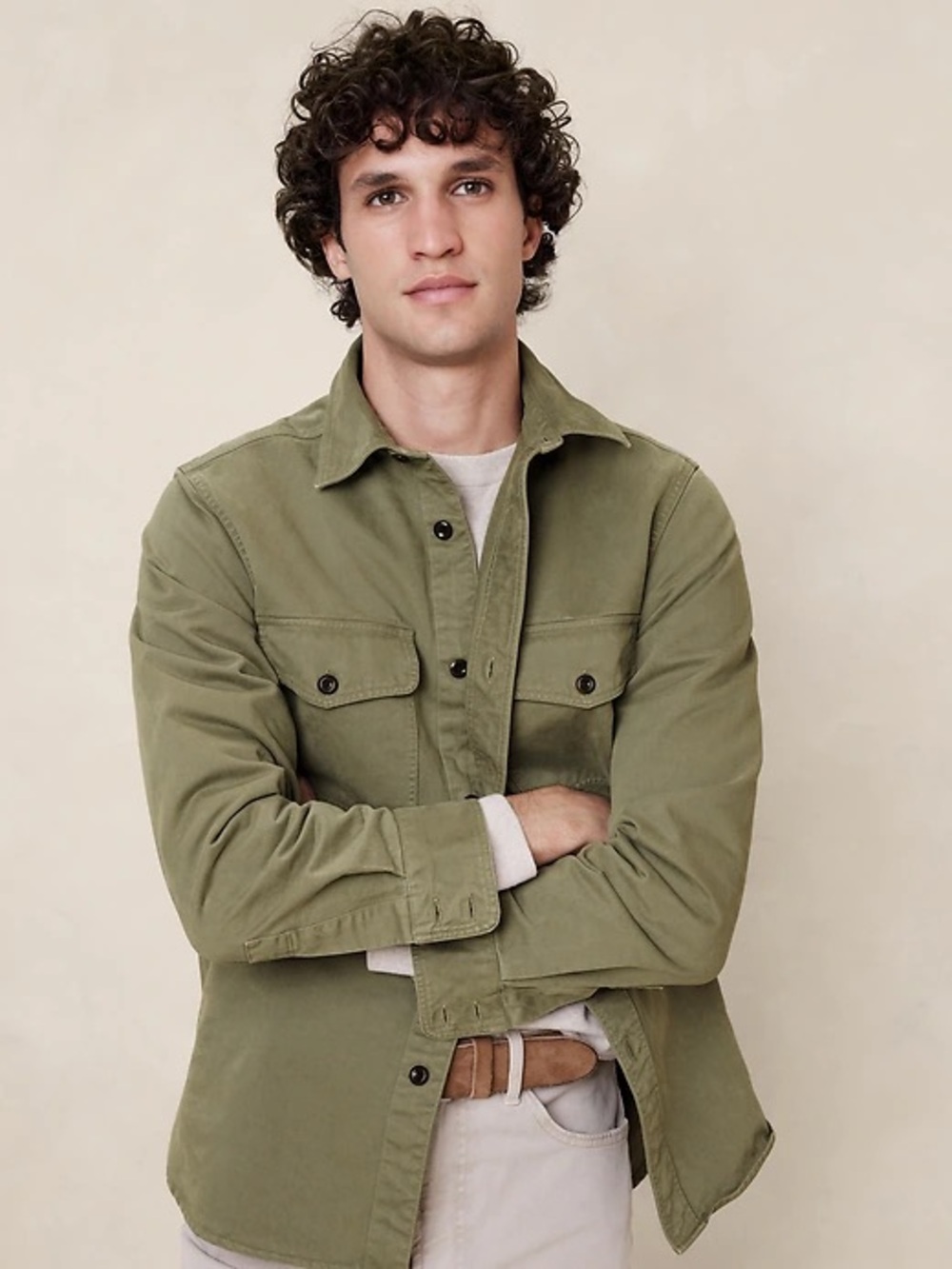 Banana Republic Malo Twill Olive Shirt Jacket Size Large